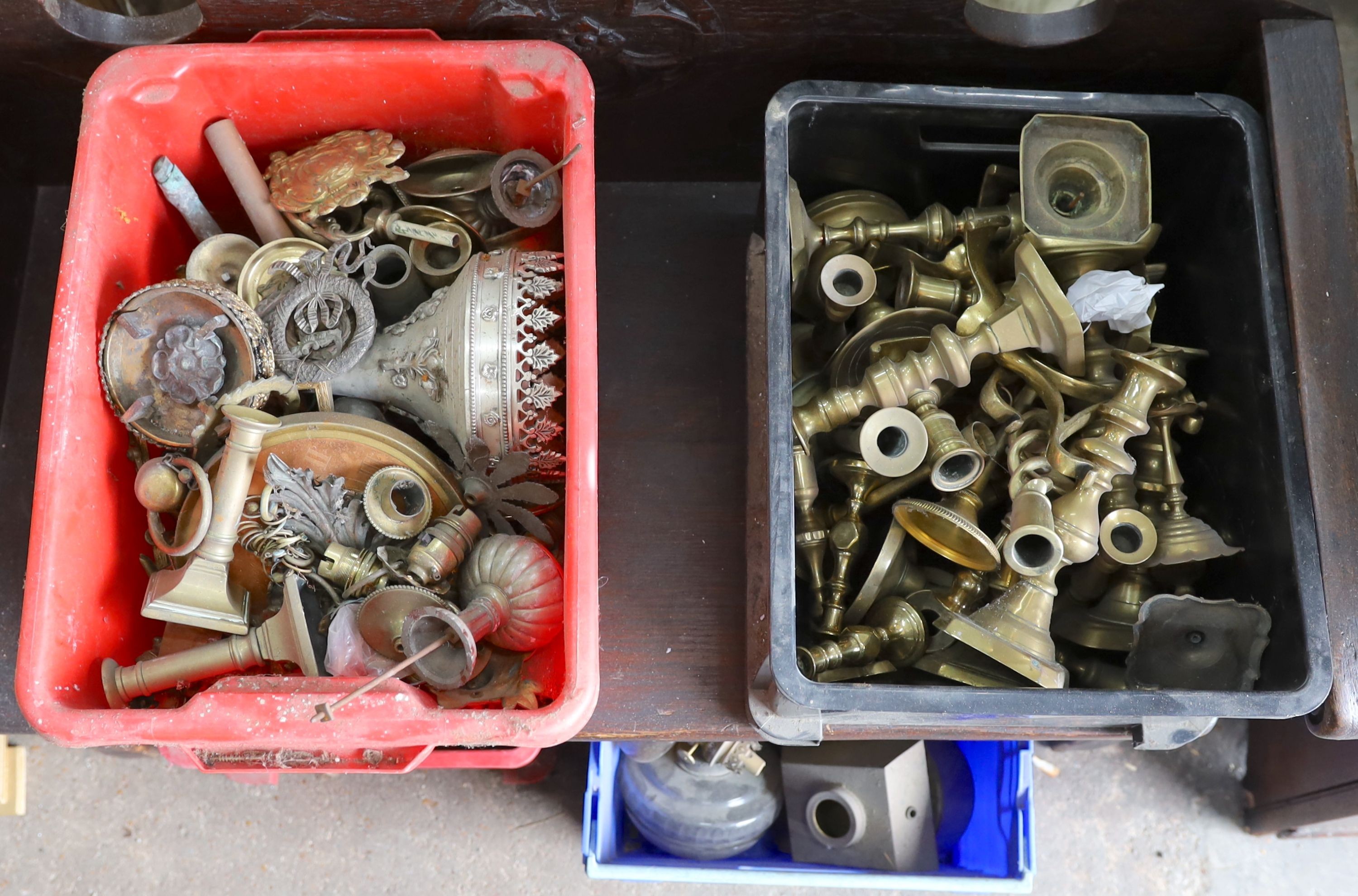 Four boxes of assorted metalware